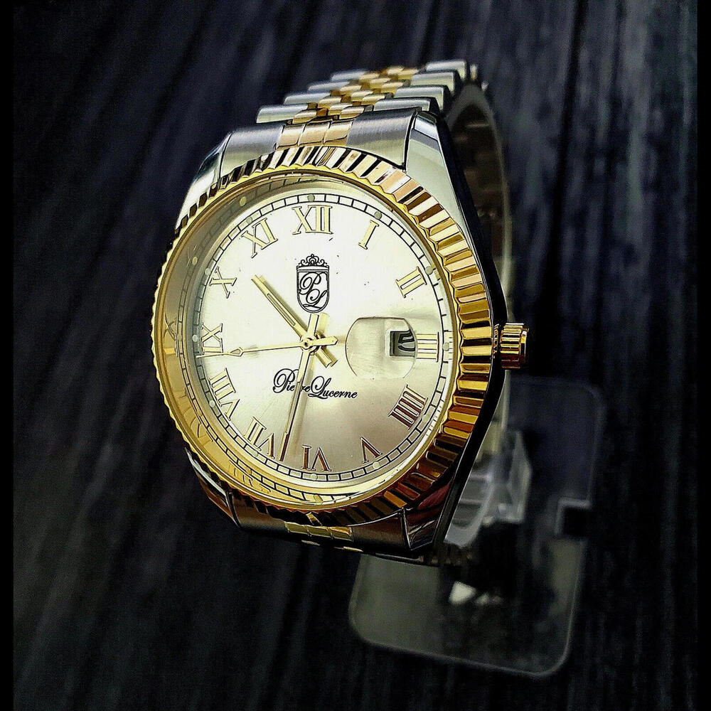 Gorgeous Pierre Lucerne President Date Just Mens Watch - Picture 3 of 11